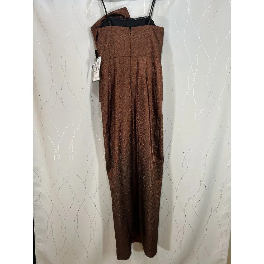 NWT Adrianna Papell Copper Shimmering Strapless Formal Gown $225 - Picture 7 of 10